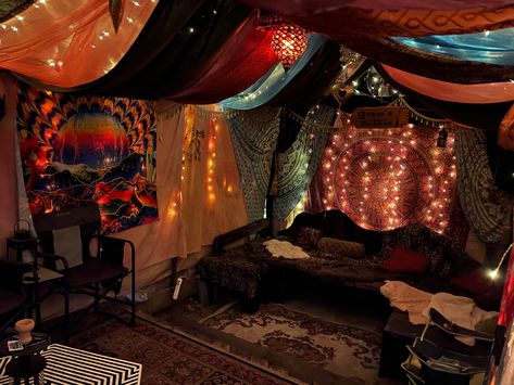 Boho Bedroom Basement, Witchy Bedroom Aesthetic Cozy, Witchy Home Aesthetic Bedroom, Witchy Bedroom Aesthetic Bohemian, Witchy Attic Bedroom, Whimsi Goth Room, Occult Bedroom, Boho Attic Bedroom, Trip Cave Room