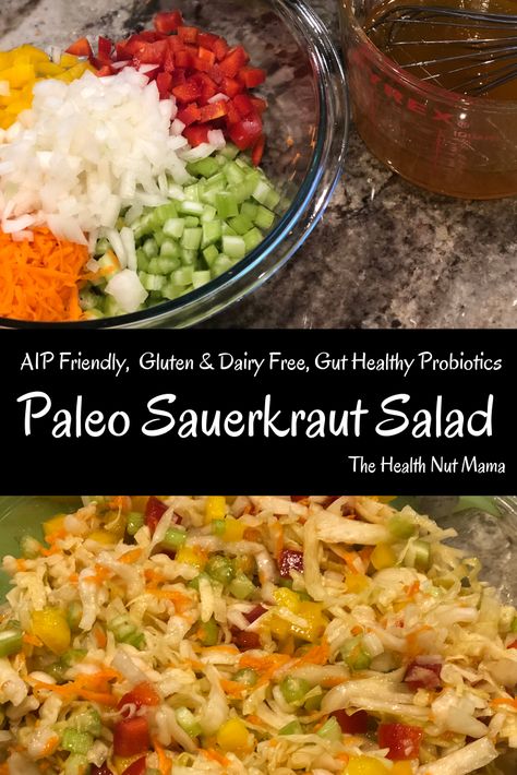 Aip Summer Salads, Aip Sides, Sauerkraut Salad, Paleo Salad, Paleo Side Dishes, Fermented Veggies, Homemade Sauerkraut, Paleo Sides, Paleo Salads