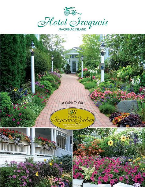 Hotel Iroquiois on Mackinac Island plays host to a fabulous summer gardens Mackinac Island Gardens, Brookside Gardens Maryland, Arch Rock Mackinac Island, Mackinac Island Hotels, Michigan Gardening, Mackinac Island Lighthouse, Mackinac Island, At The Hotel, Summer Garden