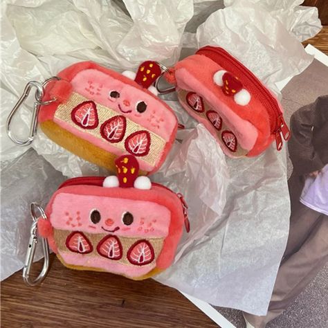 0.99US $ 74% OFF|Strawberry Cake Kawaii Earphone Case Pouch Plush Cartoon Cute Coin Purse Zipper Storage Bag Embroidery Pouch Keychain Pendant - Coin Purses - AliExpress Embroidery Pouch, Pouch Keychain, Girls Lipstick, Wallets For Girls, Cute Coin Purse, Zipper Storage, Mini Coin Purse, Cute Wallets, Girls Purse