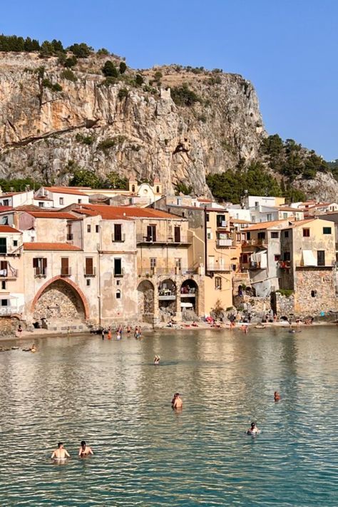 Cefalu Sicily Beach, Sicilia Aesthetic, Italy Core, Sicily Italy Aesthetic, Sicily Beach, Cefalu Sicily, Postcards From Italy, Sicily Travel, Palermo Sicily