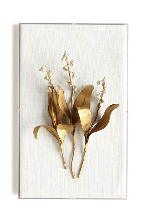 H77BT Tommy Mitchell Original Gilded Lily of the Valley on Linen Tommy Mitchell, Gilded Lily, Living Room Gold, Living Room Nordic, Large Canvas Painting, Painting Picture, H Design, Flower Craft, Hotel Cafe