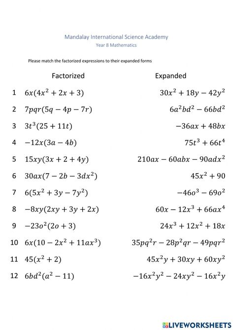 Factorization Math, Writing Algebraic Expressions Anchor Chart, Algebraic Expressions Notes, Algebraic Expressions Worksheet, Simplify Algebraic Expressions, Algebraic Expressions Activities, Math Minutes, Translating Algebraic Expressions, Factorisation Of Algebraic Expressions