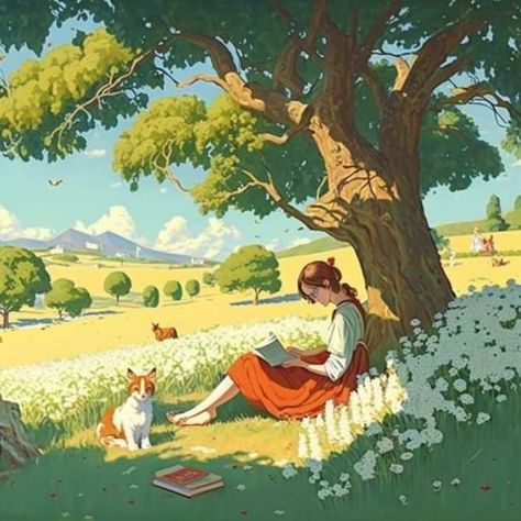 Reading Under A Tree Drawing, Person Sitting Under Tree Drawing, Sitting On A Tree Reference, Summer Tree Drawing, Someone Reading A Book Drawing Reference, Person Sitting Under Tree, Sitting Under A Tree Drawing Reference, Sitting Under A Tree Drawing, Under A Tree Drawing