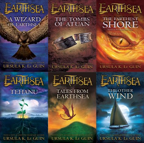 Earthsea series by Ursula K. LeGuin Best Fantasy Book Series, Ursula K Leguin, A Wizard Of Earthsea, Book Whisperer, Tales From Earthsea, The Winds Of Winter, Fantasy Book Series, Fantasy Novel, High Fantasy