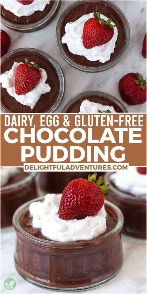 Enjoy a rich, velvety, homemade easy vegan chocolate pudding whipped up without dairy, eggs, or gluten. Making this dessert from scratch is surprisingly straightforward, requiring only a few basic ingredients (no tofu or avocado!). Gluten Free Chocolate Pudding, Dairy Free Chocolate Pudding, Vegan Chocolate Pudding, Chocolate Pudding Recipe, Dessert From Scratch, Chocolate Pudding Recipes, Creamy Pudding, Homemade Pudding, Gluten Free Egg Free