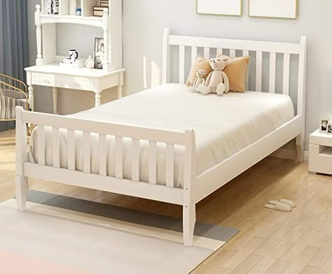 Wood Twin Bed, Twin Platform Bed Frame, Solid Wood Bed Frame, Twin Size Bed Frame, Wood Platform Bed Frame, Twin Platform Bed, Solid Wood Platform Bed, White Bed, Twin Bed Frame