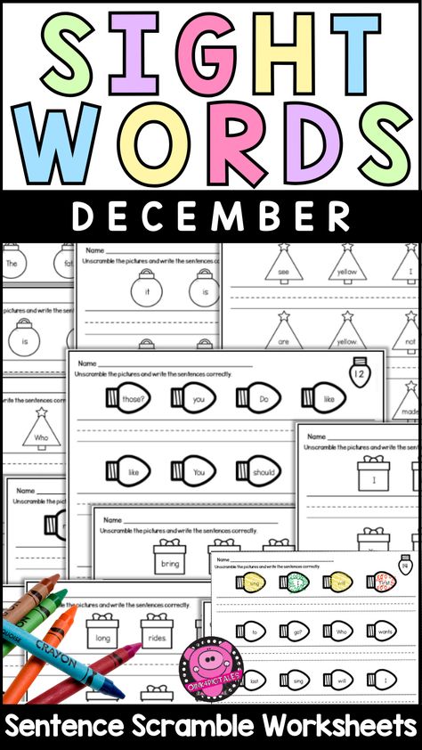 Make learning sight words fun this December with Christmas-themed color-and-write worksheets! Perfect for 1st graders, these PRINT and GO activities help students practice reading and writing sentences while mastering over 100 sight words and high-frequency words. Parents and teachers will love how these engaging worksheets nurture a passion for reading and build fluency. Sight Word Activities First Grade, Christmas Sight Word Activities, Holiday Reading Activities, Activities For 1st Graders, 100 Sight Words, Holiday Reading, Writing Sentences, Sight Word Fun, Sight Word Coloring