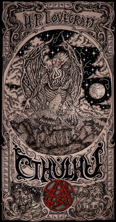 Cthulhu Wallpaper Iphone, Hp Lovecraft Art, Cthulhu Wallpaper, Lovecraft Mythos, Cthulhu Tattoo, Quotes Outdoors, Lovecraft Monsters, Lovecraft Art, Tattoos Animals