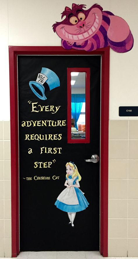 Alice In Wonderland Theme Door, Alice In Wonderland Decorations Room, Alice In Wonderland Classroom Theme Bulletin Boards, Alice In Wonderland Door Decorations Classroom, Alice And Wonderland Room Ideas, Alice In Wonderland Bulletin Board Ideas, Alice In Wonderland Classroom Ideas, Alice In Wonderland Teacher Appreciation, Alice In Wonderland School Decorations