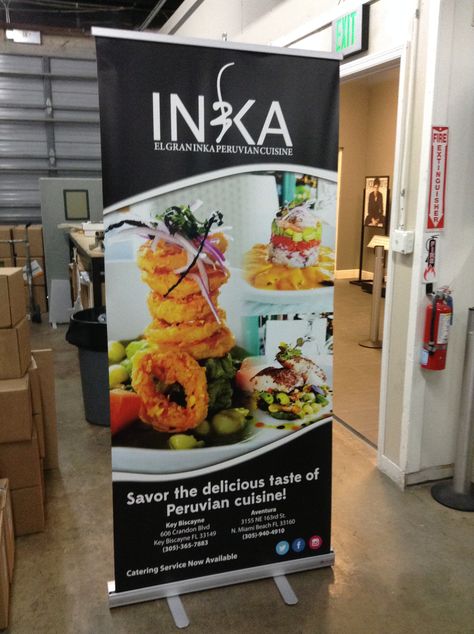 Roll up banner for Gran Inka Restaurant in Key Biscayne and Aventura Banner Snack, Rollup Design, Rollup Banner Design, Starting A Restaurant, Bunting Design, Restaurant Poster, Rollup Banner, Food Banner, Restaurant Marketing