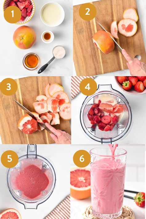 Grapefruit Breakfast Ideas, Grapefruit Smoothie Recipe, What To Do With Grapefruit, Grapefruit Snack, Pink Smoothie Recipe, Grapefruit Juice Recipe, Grapefruit Benefits, Autoimmune Diet Recipes, Grapefruit Smoothie