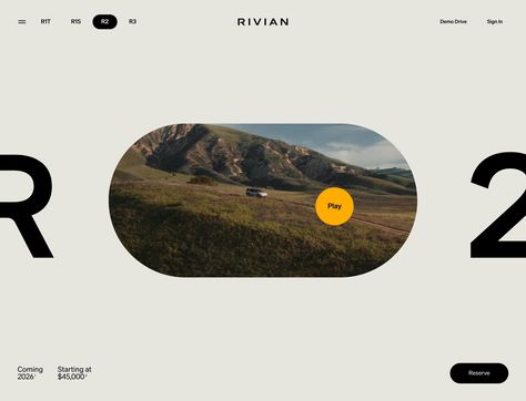 Rivian R2 Page Section Hero | Hero Section Design Design Web Design Hero Section, Our Process Section Web Design, Hero Website Design, About Section Web Design, Hero Web Design, Website Hero Design, Hero Section Web Design, Website Hero Section, Hero Section Design