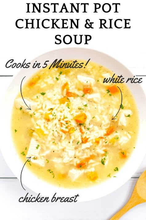 Instant Pot Rice Soup Recipes, Ninja Foodi Chicken And Rice Soup, Instant Pot Chicken And Rice Soup Easy, Instant Pot Chicken And Rice Soup Recipes, Instant Pot Broth Soup, White Rice Soup Recipes, Chicken Soups Insta Pot, Instapot Chicken Rice Soup, Instant Pot Soup With Chicken