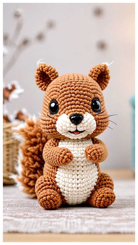 Crochet Squirrel, Crochet Star Patterns, Crocheted Animals, Dachshund Pattern, Crochet Animal Amigurumi, Crochet Animals Free Patterns, Children Toys, Crochet Amigurumi Free, Fun Crochet Projects