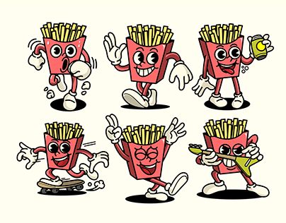 Check out new work on my @Behance profile: "Cute French Fries Characters" http://be.net/gallery/203157165/Cute-French-Fries-Characters French Fries Branding, French Fries Illustration, Fries Illustration, French Fries Design, Profile Cute, Small Fry, Rubber Hose, French Fry, Retro Illustration