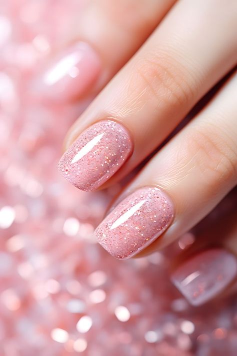 pastel pink nails, glitter nail designs, nail inspiration, nail art, sparkly nails, nail ideas, nail trends, nail goals, nail aesthetics, nail fashion, nail style, nail inspo, cute nails, girly nails, trendy nails, beautiful nails, shiny nails, fancy nails, glam nails, chic nails, stylish nails, elegant nails, glamorous nails, festive nails, holiday season nails Pink Glitter Nail Ideas, Pink Nails Glitter, Glitter Nail Ideas, Pink Glitter Nail, Shiny Nails Glitter, Nails Fancy, Nail Aesthetics, Nails Girly, Pastel Pink Nails