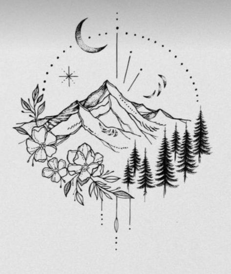 Oregon Mountain Tattoo, Tattoo Ideas Female Mountains, Cute Mountain Tattoos For Women, Girly Mountain Tattoo, Mountain With A View Tattoo, Women’s Mountain Tattoos, Mountains And Lake Tattoo, The Mountains Are Calling And I Must Go Tattoo, Colorado Tattoos For Women