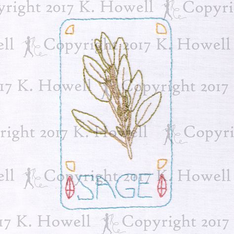 Sage Hand Embroidery Pattern, Flower, Plant, Sage, Herb, Medicine, Incense, Cooking, Smudge, Cleanse, Herbal, Essential Oil, Memory, PDF by ravenfrog on Etsy Bundle Of Sage Tattoo, Herbs Cross Stitch, Embroidery Herbs Pattern, Herbal Embroidery, Embroidered Herbs, Herb Medicine, Sage Herb, Hand Embroidery Patterns Flowers, Bug Repellent