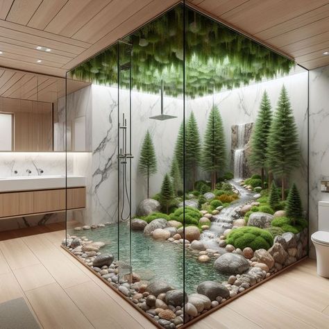 Whimsy Interior, Hotel Inspired Bathroom, Forest Bathroom Decor, Fantasy Bathroom, Forest Bathroom, Indoor Forest, Conservatory Room, Crazy Furniture, Nature Inspired Bathroom