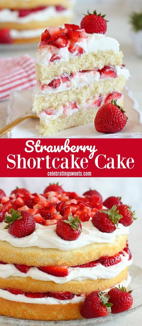 Strawberry Shortcake Layered Dessert, Strawberry Shortcake With Whipped Cream, Recipes For Strawberry Shortcake, Strawberry Shortcake Petit Fours, Mexican Strawberry Shortcake, Best Cake For Strawberry Shortcake, Strawberry And Cream Cake Filling, Strawberry Cake With Vanilla Frosting, Vanilla Cake Recipe With Strawberry Filling