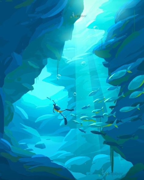 Ocean Drawing, Simpsons Drawings, Drawing Competition, 동화 삽화, Underwater City, Water Illustration, Underwater Art, Wall Murals Painted, Scuba Diver