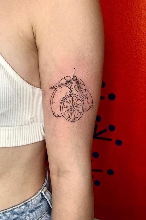 Cool Space Tattoos, Space Tattoo Ideas, Lemon Tattoo, Peach Tattoo, Space Tattoos, Fruit Tattoo, Hippie Tattoo, Space Tattoo, Dream Tattoos