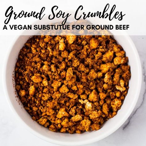 These homemade ground soy crumbles made with crumbled tofu and spices is a healthy vegan and vegetarian alternative to ground beef. #healthy #meatless #soy #tofu Ground Beef Healthy, Recipes Using Tofu, Tofu Crumbles, Crumbled Tofu, Ways To Cook Tofu, Soy Tofu, Vegan Chorizo, Tofu Recipes Vegan, Meatless Main Dishes