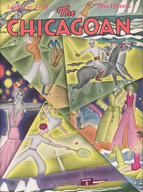 “Synthetic Summer by Clayton Rawson, 8/16/30 cover of The #Chicagoan magazine. U of C online archive. Copyright, The Quigley Publishing Co.” 1930s Magazine, Art Deco Magazine, Gradient Image, Catalog Covers, Art Deco Graphics, Old Magazine Covers, Magazine Cover Art, City Of Chicago, The Jazz Age