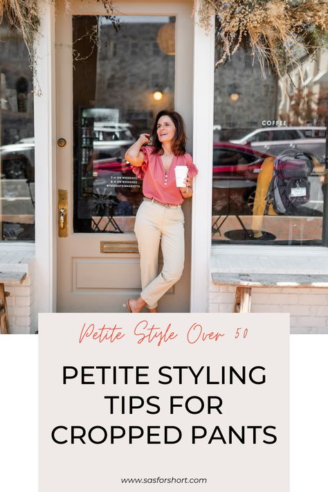 Looking for a fun and stylish way to add a touch of height to your petite frame during spring and summer months? Discover how to effortlessly look taller in cropped pants when petite.  From chic casual outfits to fabulous summer styles for women over 50, Beth is here to show you how to wear the look beautifully without sacrificing comfort or style. Follow Beth for more petite fashion styling tips and suggestions for women over 50. Crop Pants For Short Women, Summer Outfits For Petite Women, Casual Outfits Petite, Petite Outfits Summer, Summer Styles For Women, Pants For Short Women, Summer Outfits Petite, Petite Street Style, Petite Summer Outfits