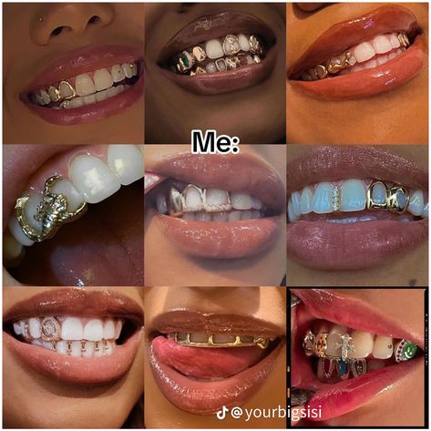 Grills Ideas Teeth, Grill Caps Teeth, Cute Grillz For Women, Female Grills Aesthetic, Simple Grill Design Teeth, Sliver Grill Teeth, Single Grillz Teeth, Grillz On Black Women, Two Teeth Grill