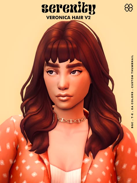 ⭐ Tumblr 50k followers gift ⭐- Veronica Hair | Serenity on Patreon Monet Hair Products, Easy Professional Hairstyles, Maxis Match Hair, Canon Event, 50k Followers, Sims 4 Cc Maxis Match, Sims 4 Cc Maxis, Pelo Sims, Sims 4 Cc Skin