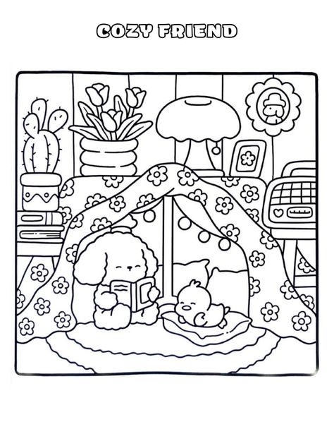 Kleurplaat Cozy Friend Friend Coloring Pages, Chibi Coloring Pages, Hello Kitty Colouring Pages, Bobbie Goods, Bear Coloring Pages, Hello Kitty Coloring, Detailed Coloring Pages, Printable Coloring Book, Easy Coloring Pages