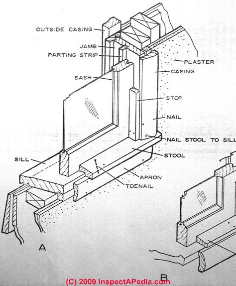 Window Jamb Detail, Door Detail Drawing Architecture, Window Construction Detail, Wood Window Sill, Glass Wall Detail Section, Sliding Door Section Detail Drawing, Construction Details Architecture, Craftsman Trim, Window Architecture