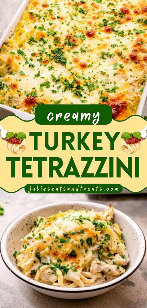 Make use of your leftover turkey and make this Turkey Tetrazzini! This Thanksgiving leftover recipe is one of the best for the whole family. They won't even know it's made from leftovers. Add this to your favorite Thanksgiving dinner recipes! Diced Turkey Recipes Dinners, Deli Turkey Casserole Recipes, Recipes With Canned Turkey, Can Turkey Recipes, Turkey Tetrazinni Recipe, Turkey Tetrazzini Recipe Easy Thanksgiving Leftovers, Turkey Lunch Meat Casserole, Turkey Tezzarini Recipes, Meals To Make With Turkey Meat