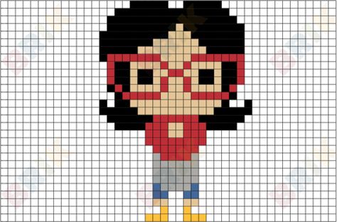 Linda Belcher, Bobs Burger, Acnh Clothes, Graph Patterns, Easy Perler Beads Ideas, Easy Pixel Art, Pixel Art Templates, Pony Bead Patterns, Perler Bead Templates