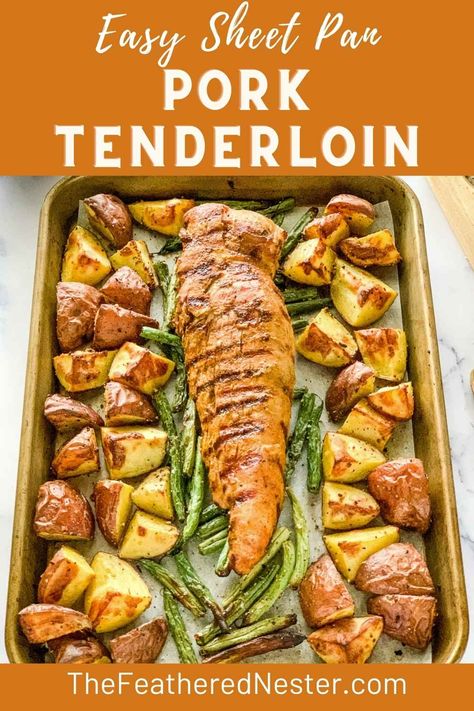 Easy Sheet Pan Meals, Sheet Pan Pork Tenderloin, Leftover Pork Tenderloin, Sheet Pan Pork, Sheet Pan Meals, Roast Chicken And Gravy, Pork Recipes For Dinner, Tenderloin Roast, Roasted Pork Tenderloins