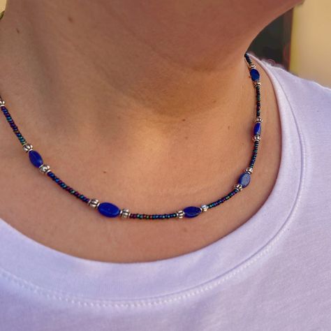 Purple Beaded Necklace, Simple Beaded Necklaces, Beaded Jewelry Necklaces, Diy Jewelry Necklace, Beaded Necklace Designs, Necklace Colorful, Blue Beaded Necklace, Beading Jewelry, Jewelry Making Necklace