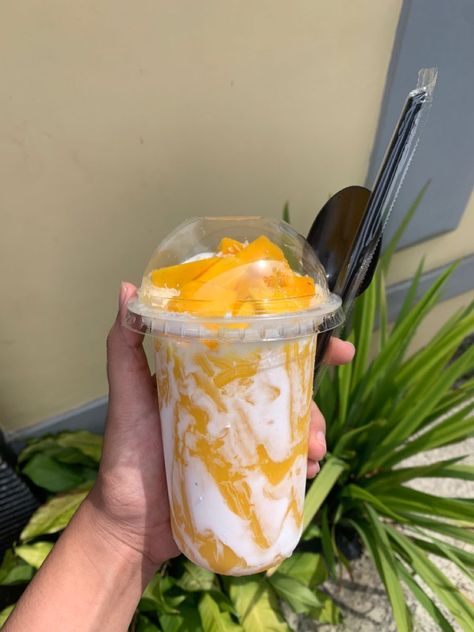 Fruit Shake Aesthetic, Jus Mangga Aesthetic, Mango Smoothie Aesthetic, Smoothies Aesthetic, Mango Thai, Bubble Tea Menu, Juice Bar Design, Mango Jelly, Resep Smoothie