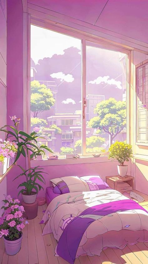 Lofi Bedroom, Anime Morning, Bed Background, Veranda Cafe, Anime Architecture, Bedroom 2023, Anime Bedroom, Bed Window, Iphone Wallpapers Hd