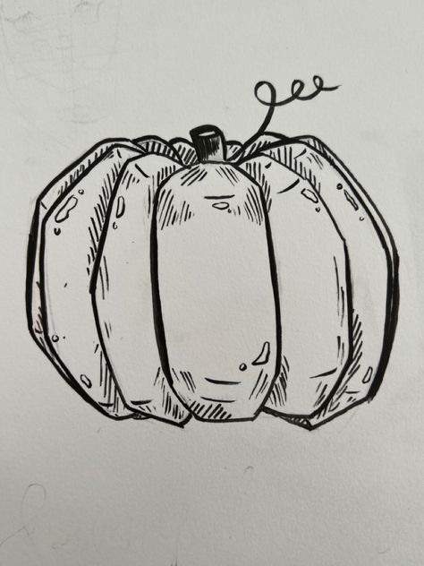 Pumpkin doodle! Fall Pumpkin Drawing, Cartoon Pumpkin Drawing, How To Draw A Pumpkin, Doodle Thoughts, Pumpkin Drawing Easy, Drawing Of A Pumpkin, October Doodles, Pumpkin Drawings, Halloween Sketchbook