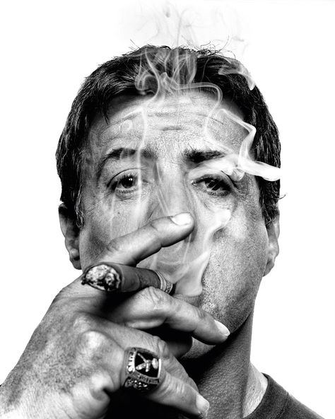 Sylvester Stallone by Platon #photowisdom #platon Photo Star, Good Cigars, Koln, Rocky Balboa, Fidel Castro, Foto Tips, Sylvester Stallone, Celebrity Portraits, Black And White Portraits