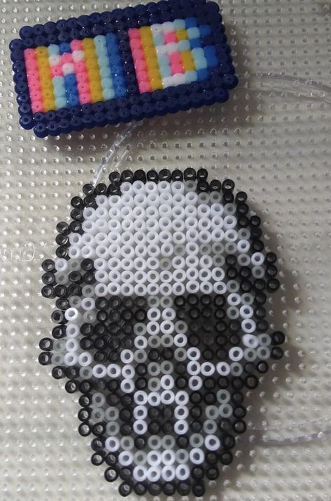 Perler Bead Goth, Vampire Perler Beads, Band Perler Beads, Scene Perler Beads, Skull Perler, Nerdy Perler Beads, Kandi Perler, Melt Beads Patterns, Hamma Beads Ideas