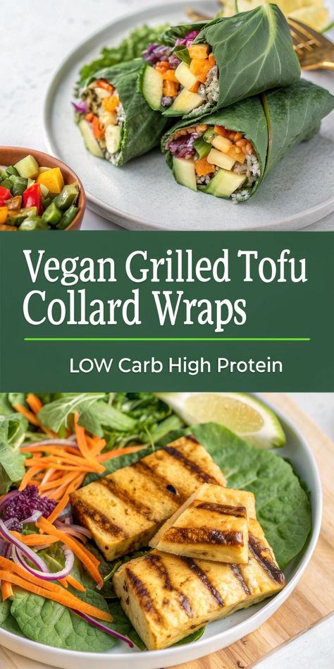 A high-protein vegan wrap filled with grilled tofu, avocado, and collard greens, perfect for a healthy, low-carb meal. High Protein Vegetarian Wraps, Vegan High Protein Dinner, High Protein Lunch Vegetarian, High Protein Low Calorie Vegetarian, Low Carb Tofu Recipes, Vegetarian Meal Prep High Protein, Low Calorie High Protein Vegan, Complete Protein Combinations, Low Carb Plant Based Recipes