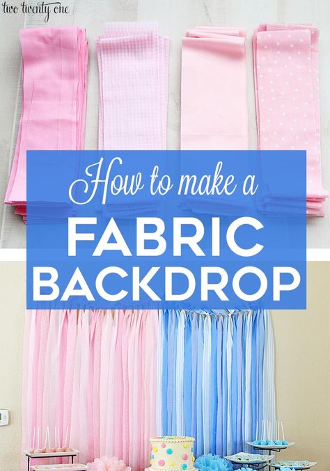 How To Make A Fabric Backdrop #backdrops #parentinghacks Baby Shower Table Cloths, Diy Wedding Photo Booth, Baby Reveal Party, Gender Party, Gender Reveal Party Decorations, Baby Shower Table, Fiesta Baby Shower, Baby Shower Backdrop, Photo Booths