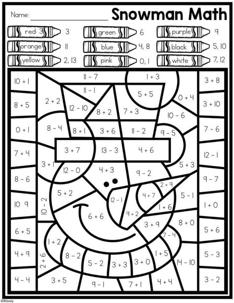 Math Coloring Pages Free Printable, Color By Addition First Grade Free, Addition Color By Number Free, Color By Subtraction, Color By Addition, Color By Code Addition, Snowman Math, Addition Coloring Worksheet, Compound Words Worksheets