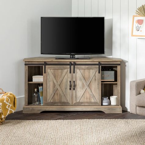 Sand & Stable Kamari TV Stand for TVs up to 58" & Reviews | Wayfair Barn Door Media Console, Television Console, Barn Door Tv Stand, Farmhouse Tv, Media Console Table, Modern Entertainment Center, Farmhouse Tv Stand, Wood Barn Door, Wooden Tv Stands