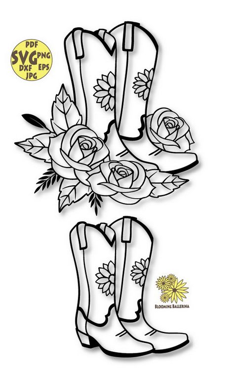 Cowboy Boots Svg files, Flower Boots Svg, Roses Svg, Boots cut file, Cowgirl boots svg, Country girl svg, Western Svg, Cowboy boots women Cowgirl Boots Svg, Cowboy Boots Svg, Cowboy Boot Tattoo, Country Stickers, Boots Svg, Engraving Designs, Fall Paintings, Western Svg, Cowgirl Tattoos