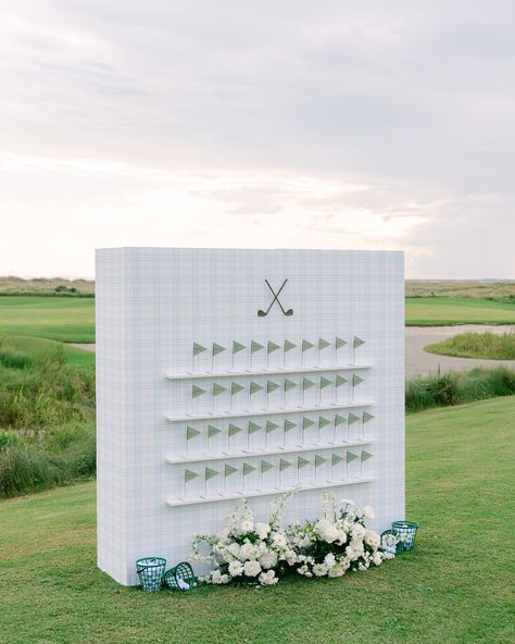 Krishel & Chris celebrated their nuptials overlooking the iconic views of Kiawah island this past week. Reveled by the most gorgeous sunlight and good company of their people, they celebrated with a putting contest on the green, custom touches of their love for golf & a coastal design to highlight the Ocean Course’s nuances. So much more to come from this special day🤍 @kiawahresort @engagingevents @_theluxeandco @eventworksrentals @enzoani @annamarieartistry_ @unitedinpaint @charlestonglow @... Golf Theme Wedding Seating Chart, Golf Themed Seating Chart, Golf Course Weddings, Themed Seating Chart, Golf Wedding Theme, Golf Wedding, Industry Design, Golf Course Wedding, Unique Wedding Decor