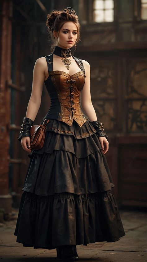 Steam Punk Costume Women, Steampunk Womens Fashion, Outfit With Corset, Steampunk Outfits Women, Steampunk Fashion Women, Knight Dress, Steampunk Witch, Steampunk Mode, Steampunk Woman